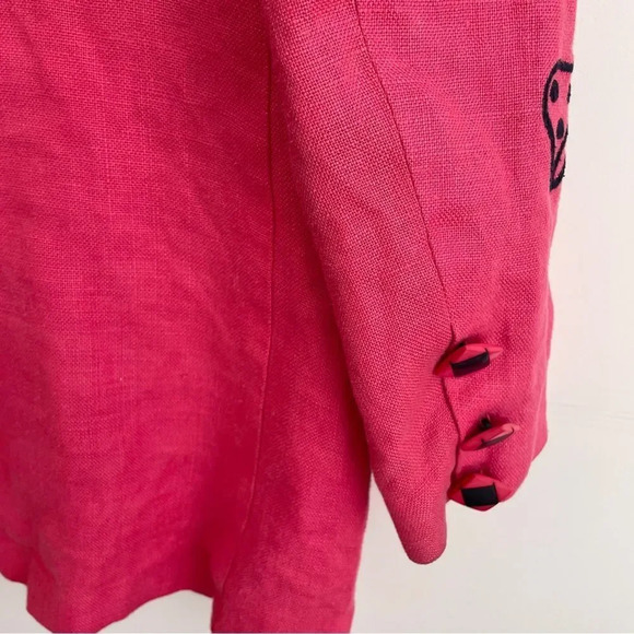 Vintage 80s‎ / 90s bright pink oversized blazer with embroidered  bow detail M - Picture 8 of 13